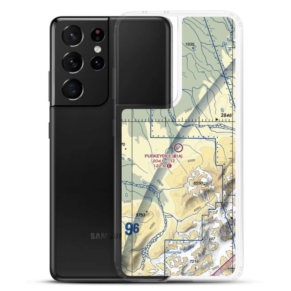 Purkeypile Airport (01A) VFR Sectional Samsung Case Samsung Galaxy S21 Ultra model shown