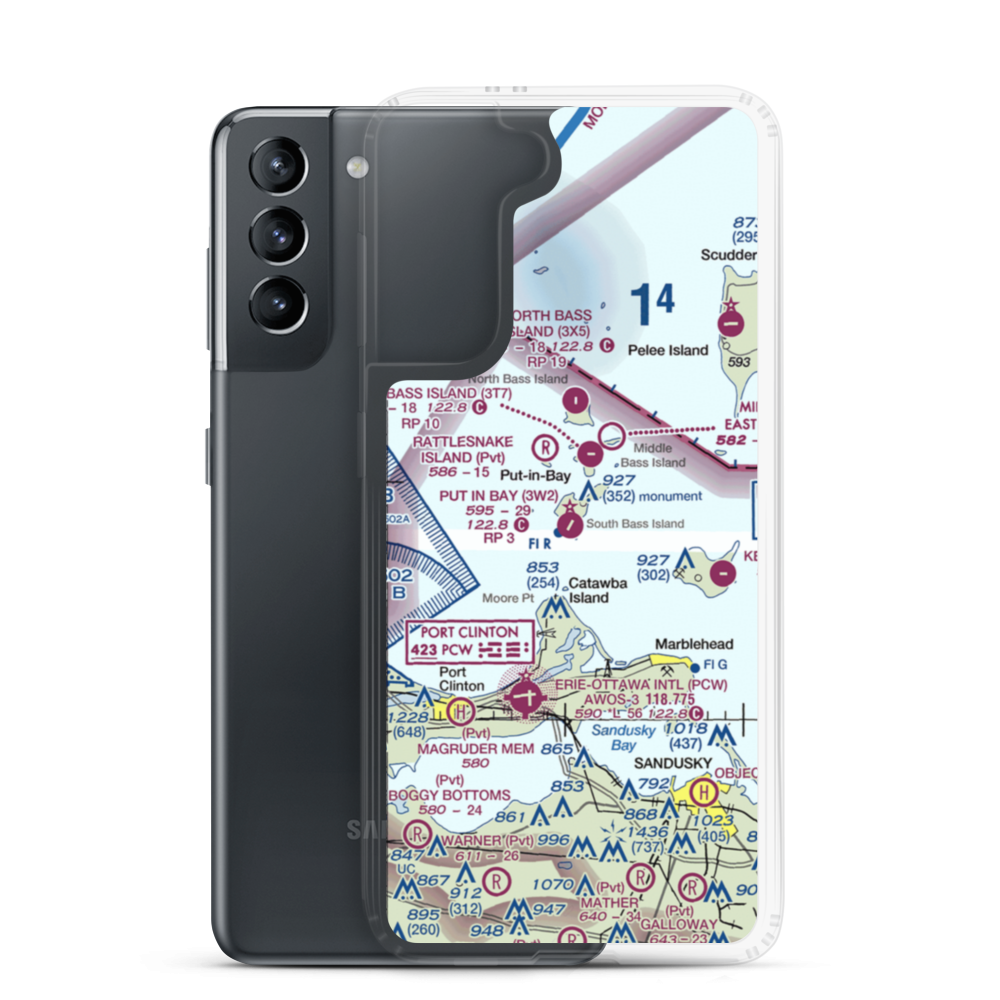 Put In Bay Airport (3W2) VFR Sectional Samsung Case Samsung Galaxy S21 model shown