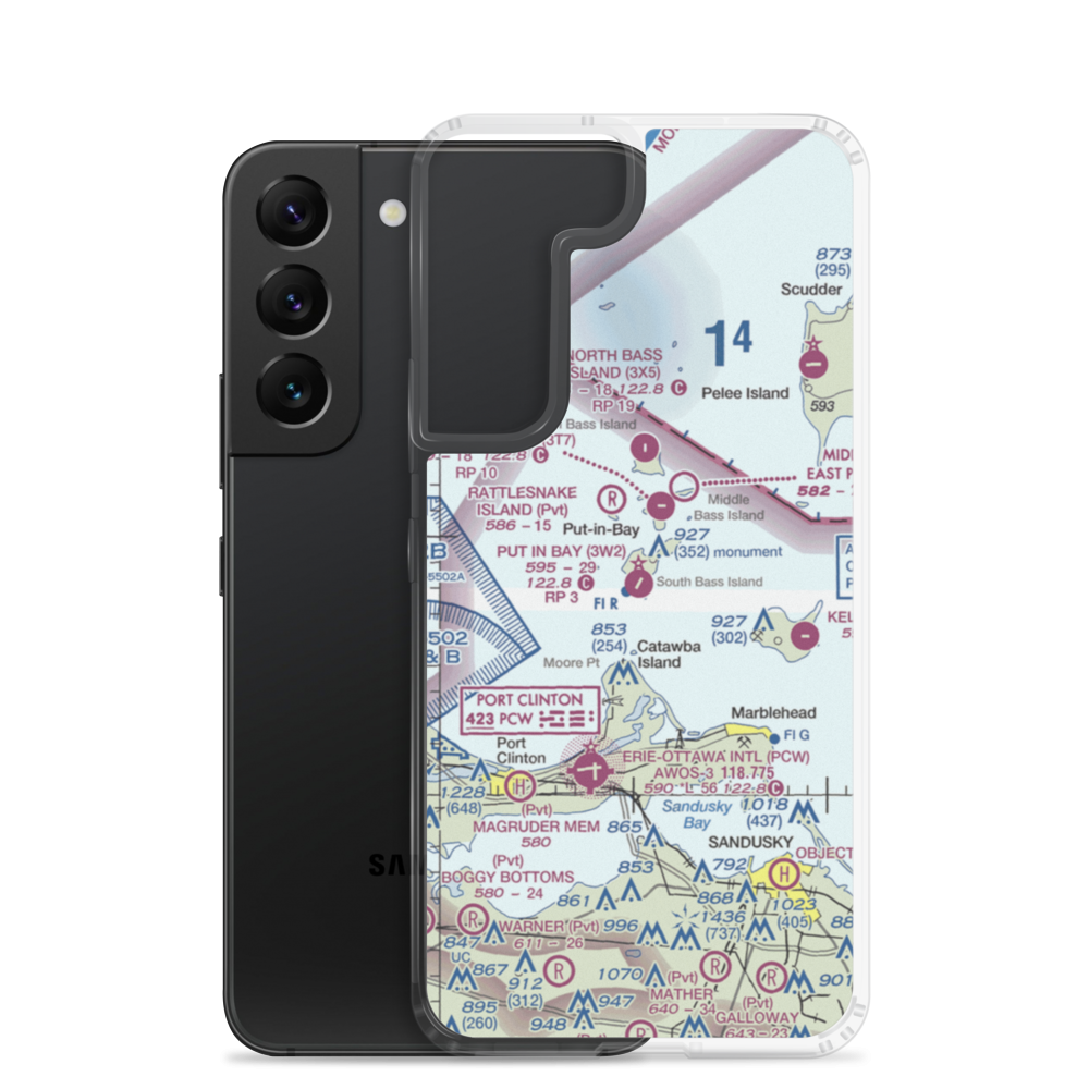 Put In Bay Airport (3W2) VFR Sectional Samsung Case Samsung Galaxy S22 model shown
