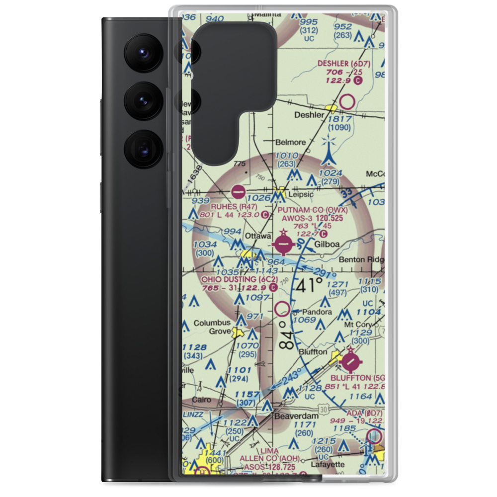 Putnam County Airport (OWX) VFR Sectional Samsung Case Samsung Galaxy S22 Ultra model shown