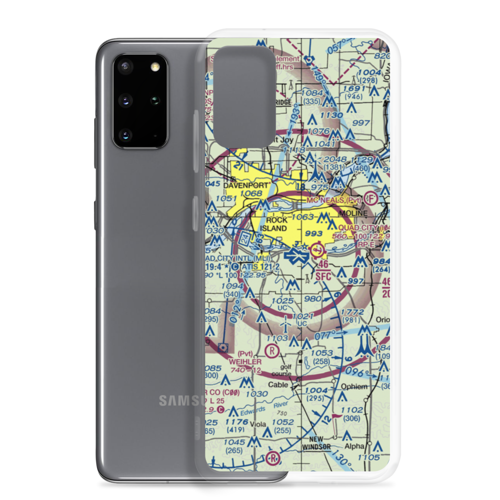 Quad City International Airport (MLI) VFR Sectional Samsung Case Samsung Galaxy S20 Plus model shown