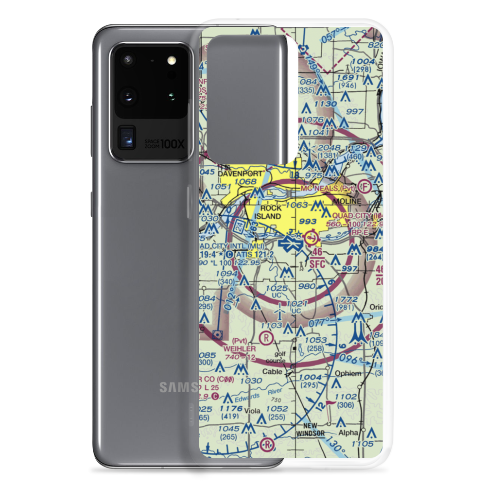 Quad City International Airport (MLI) VFR Sectional Samsung Case Samsung Galaxy S20 Ultra model shown