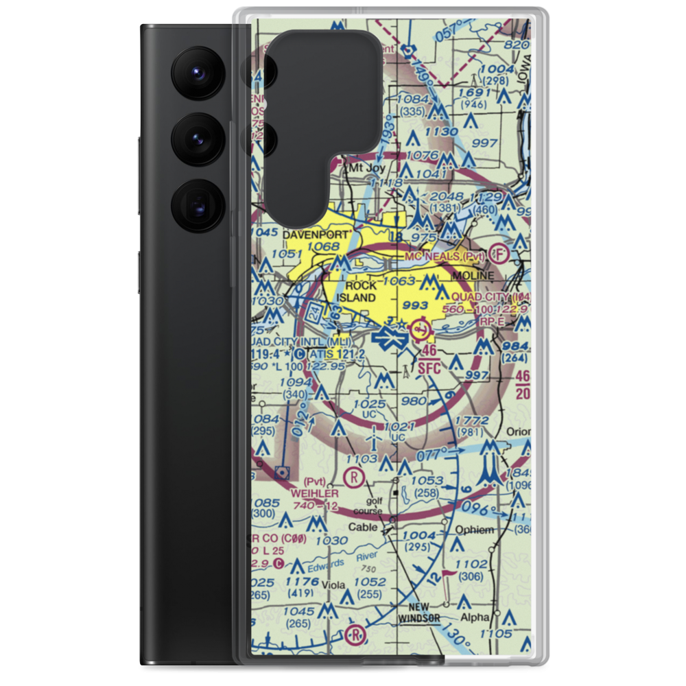 Quad City International Airport (MLI) VFR Sectional Samsung Case Samsung Galaxy S22 Ultra model shown