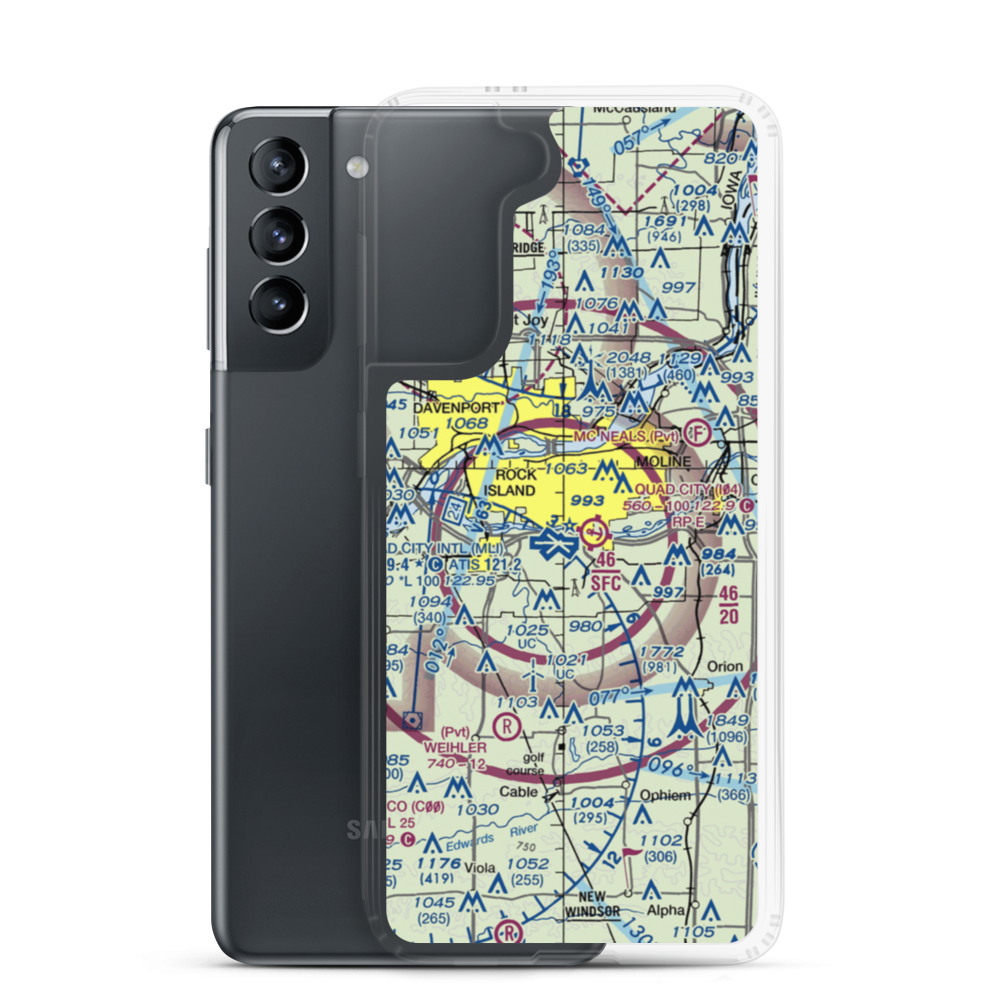 Quad-City Seaplane Base (I04) VFR Sectional Samsung Case Samsung Galaxy S21 model shown