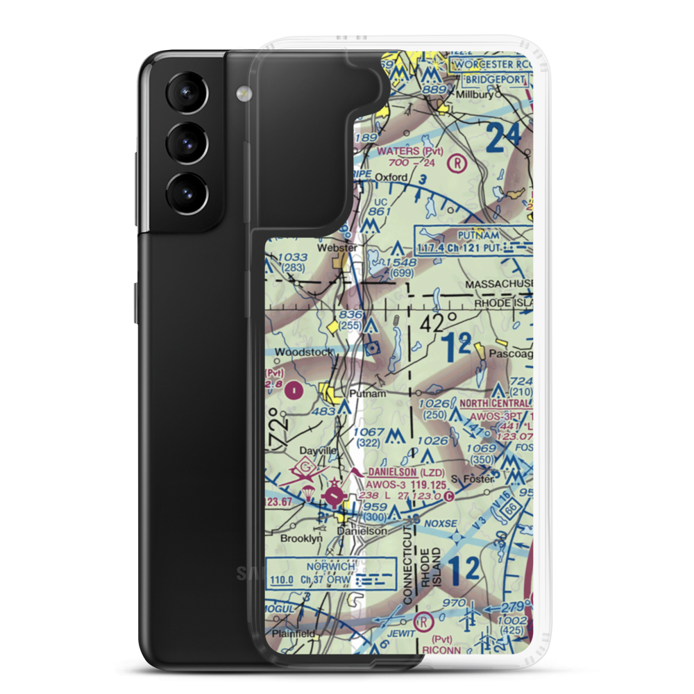 Quaddick Lake Seaplane Base (CT82) VFR Sectional Samsung Case Samsung Galaxy S21 Plus model shown