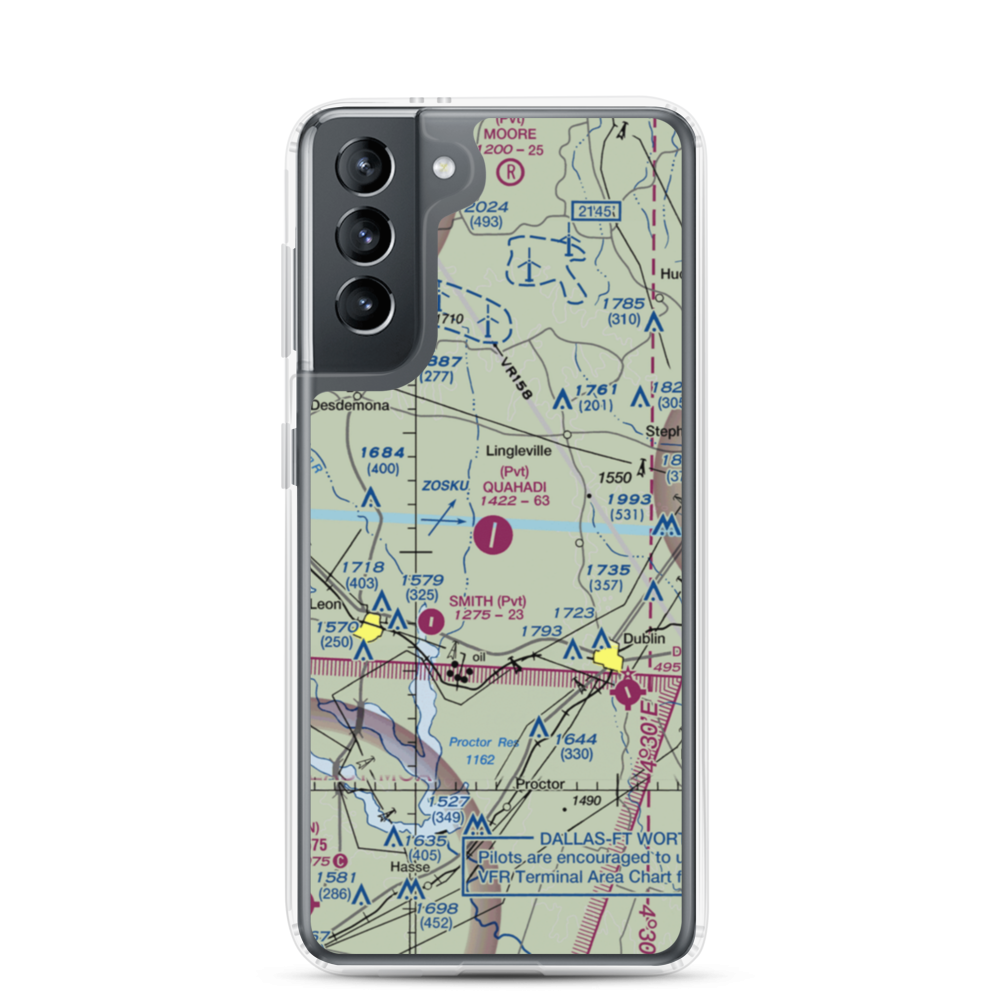 Quahadi Ranch Airport (17XS) VFR Sectional Samsung Case Samsung Galaxy S21 model shown