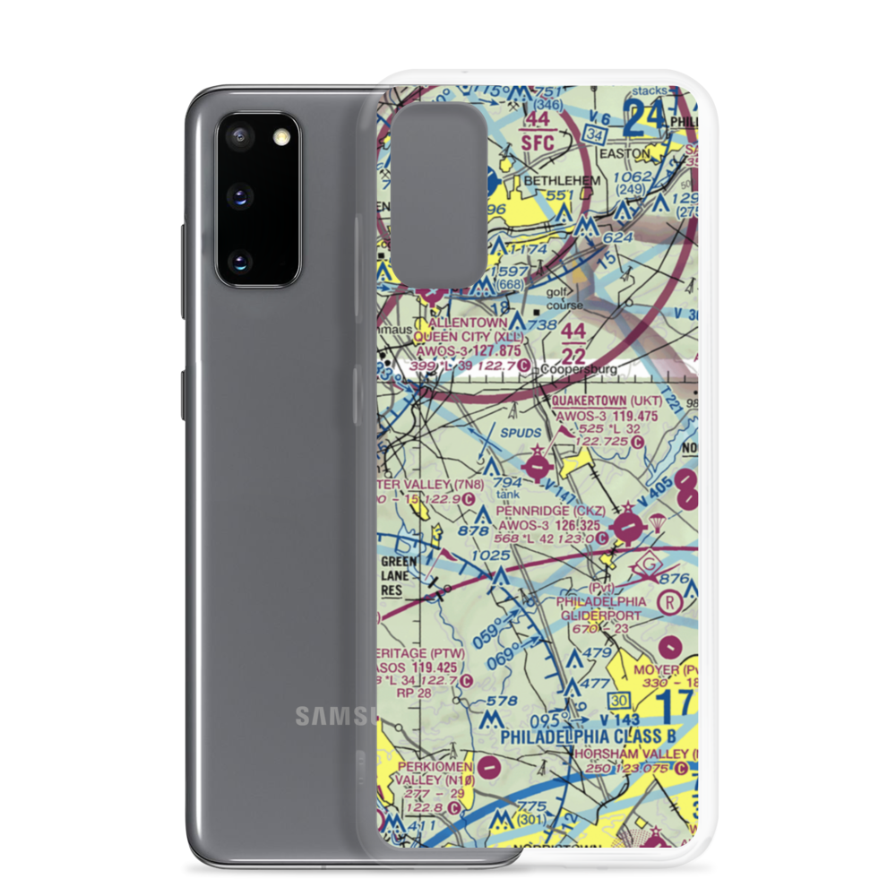 Quakertown Airport (UKT) VFR Sectional Samsung Case Samsung Galaxy S20 model shown