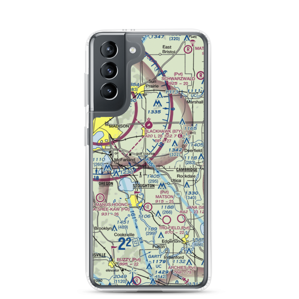 Quale Airport (87WI) VFR Sectional Samsung Case Samsung Galaxy S21 model shown