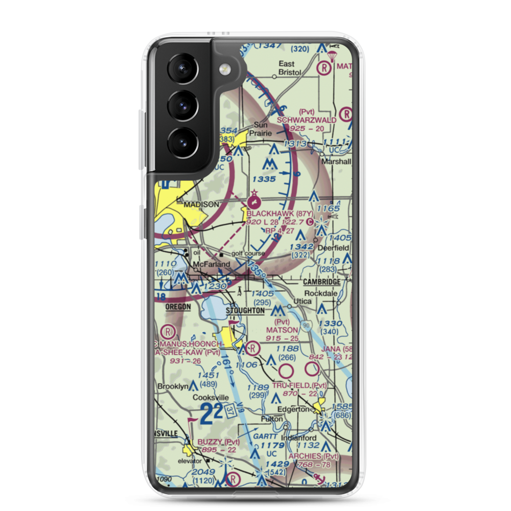 Quale Airport (87WI) VFR Sectional Samsung Case Samsung Galaxy S21 Plus model shown