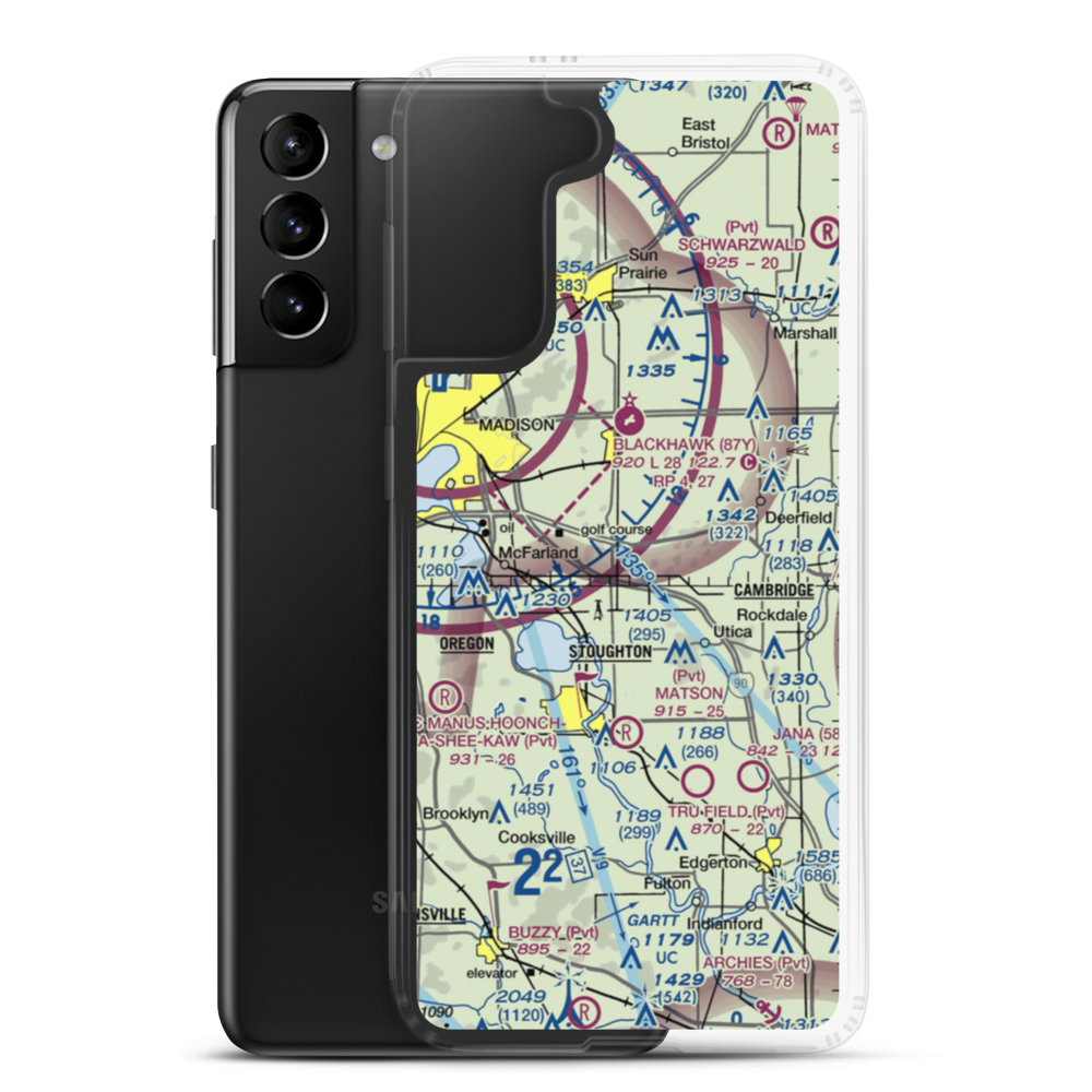 Quale Airport (87WI) VFR Sectional Samsung Case Samsung Galaxy S21 Plus model shown