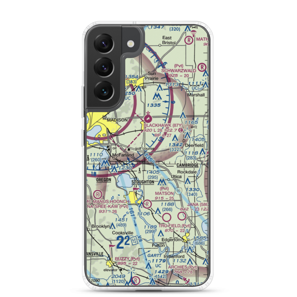 Quale Airport (87WI) VFR Sectional Samsung Case Samsung Galaxy S22 Plus model shown
