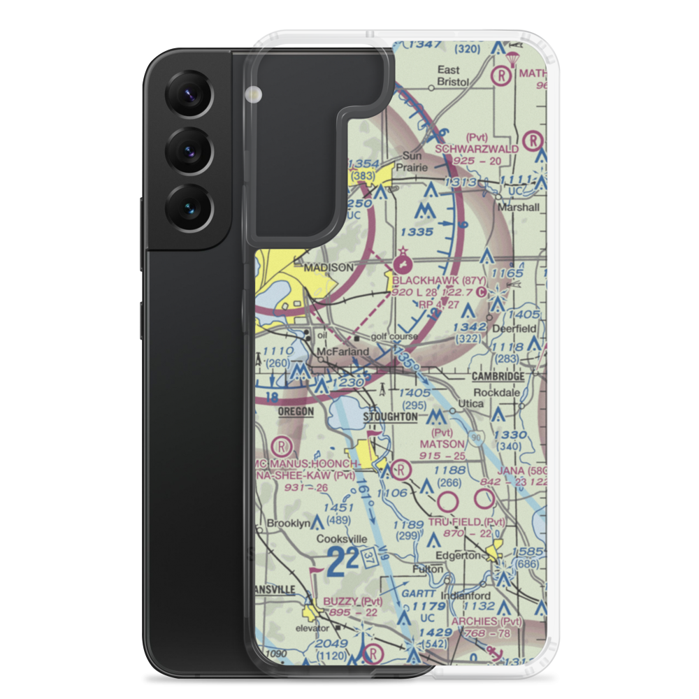 Quale Airport (87WI) VFR Sectional Samsung Case Samsung Galaxy S22 Plus model shown
