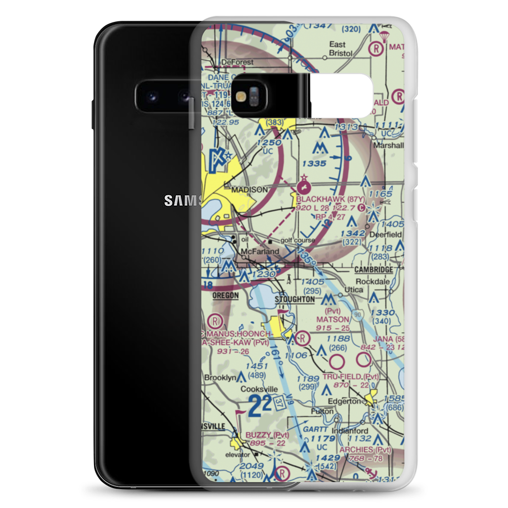 Quale Airport (87WI) VFR Sectional Samsung Case Samsung Galaxy S10+ model shown