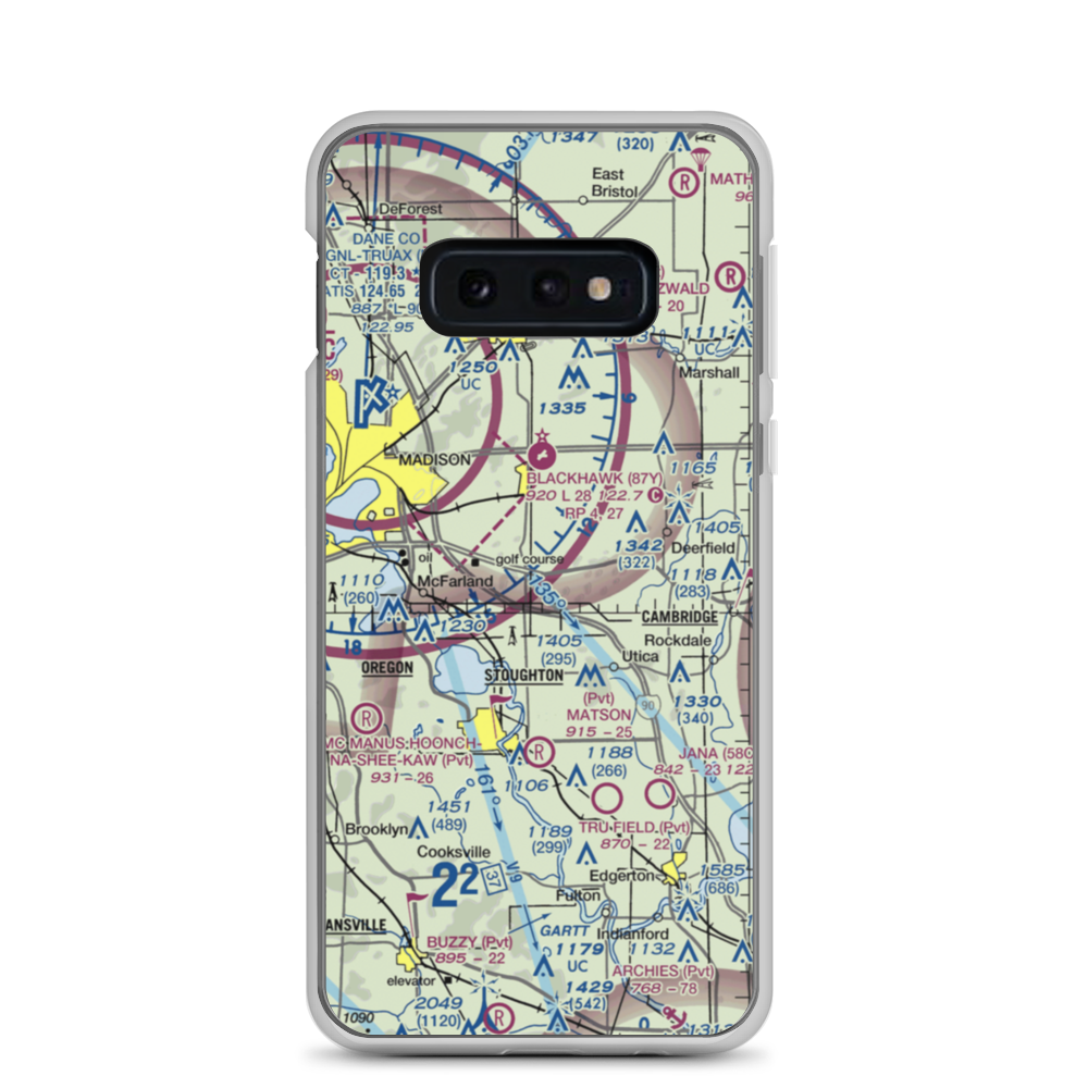 Quale Airport (87WI) VFR Sectional Samsung Case Samsung Galaxy S10e model shown