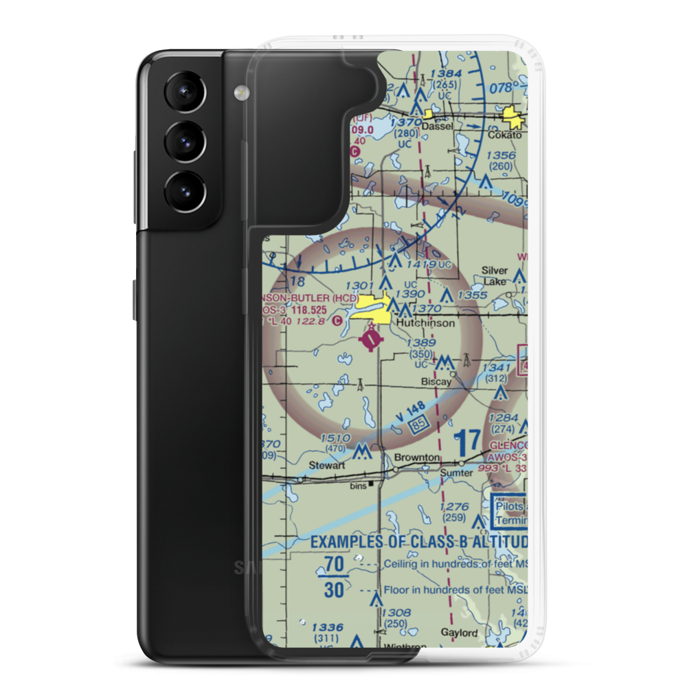 Quast Airport (MN62) VFR Sectional Samsung Case Samsung Galaxy S21 Plus model shown