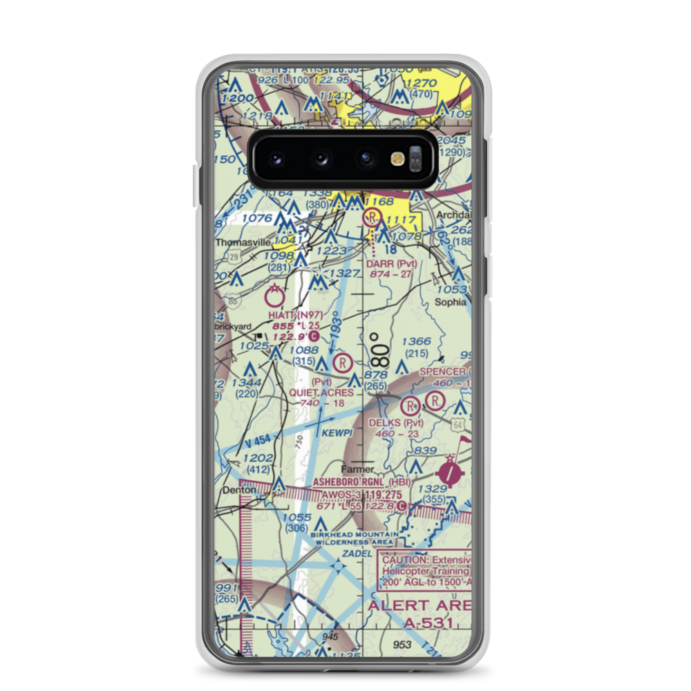Quiet Acres Airport (NC31) VFR Sectional Samsung Case Samsung Galaxy S10 model shown