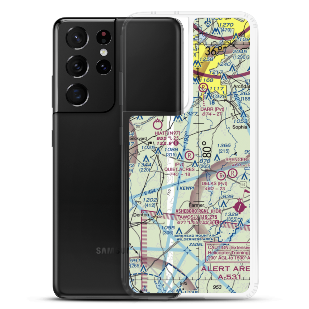 Quiet Acres Airport (NC31) VFR Sectional Samsung Case Samsung Galaxy S21 Ultra model shown