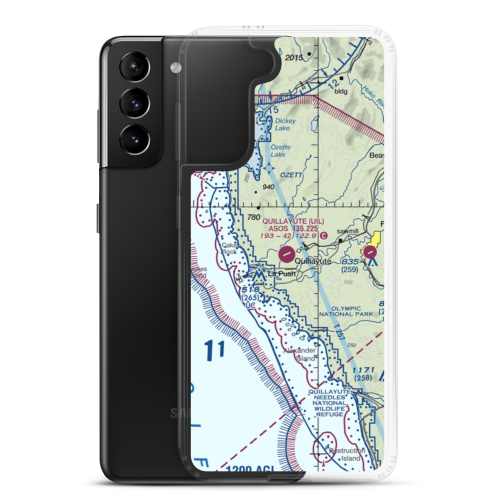 Quillayute Airport (UIL) VFR Sectional Samsung Case Samsung Galaxy S21 Plus model shown