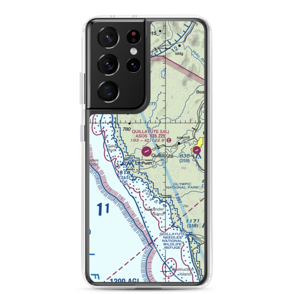 Quillayute Airport (UIL) VFR Sectional Samsung Case Samsung Galaxy S21 Ultra model shown