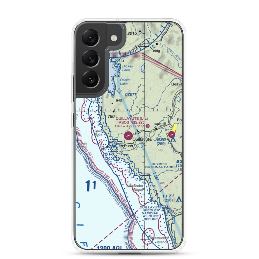 Quillayute Airport (UIL) VFR Sectional Samsung Case Samsung Galaxy S22 Plus model shown