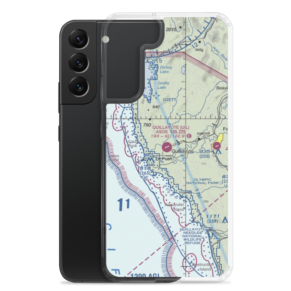 Quillayute Airport (UIL) VFR Sectional Samsung Case Samsung Galaxy S22 Plus model shown