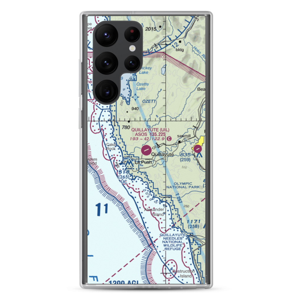 Quillayute Airport (UIL) VFR Sectional Samsung Case Samsung Galaxy S22 Ultra model shown