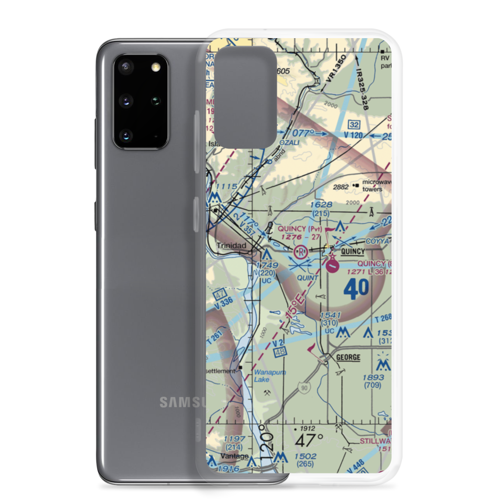 Quincy Flying Service Airport (WA74) VFR Sectional Samsung Case Samsung Galaxy S20 Plus model shown