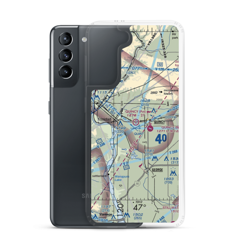 Quincy Flying Service Airport (WA74) VFR Sectional Samsung Case Samsung Galaxy S21 model shown