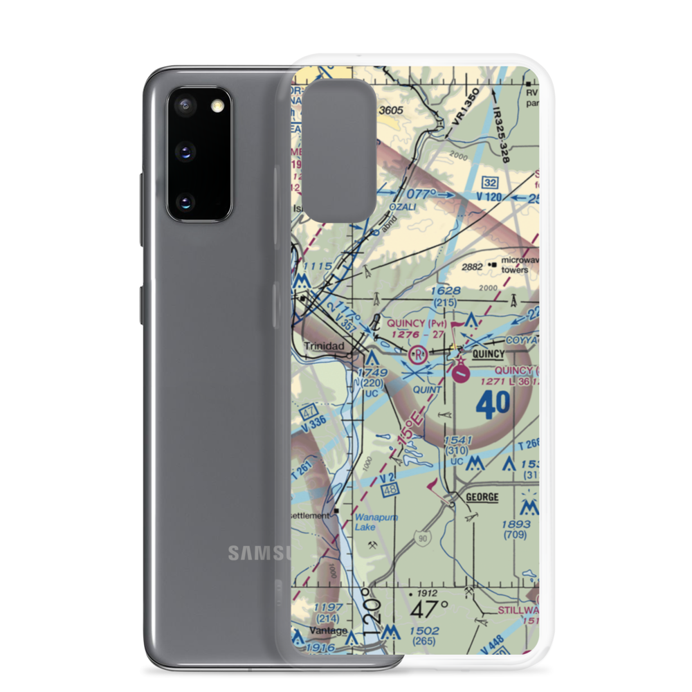 Quincy Flying Service Airport (WA74) VFR Sectional Samsung Case Samsung Galaxy S20 model shown