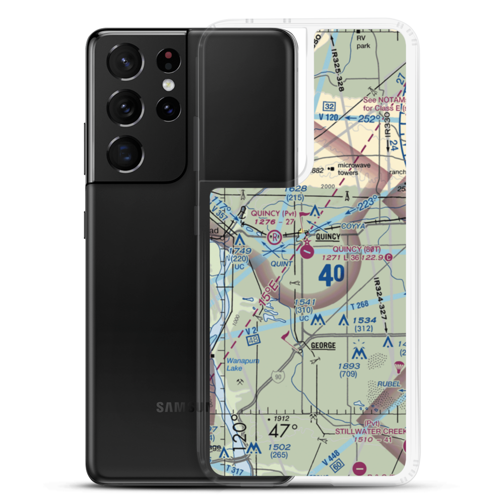 Quincy Municipal Airport (80T) VFR Sectional Samsung Case Samsung Galaxy S21 Ultra model shown