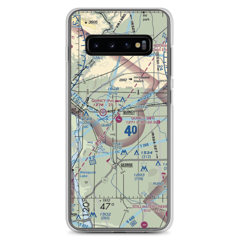 Quincy Municipal Airport (80T) VFR Sectional Samsung Case Samsung Galaxy S10+ model shown