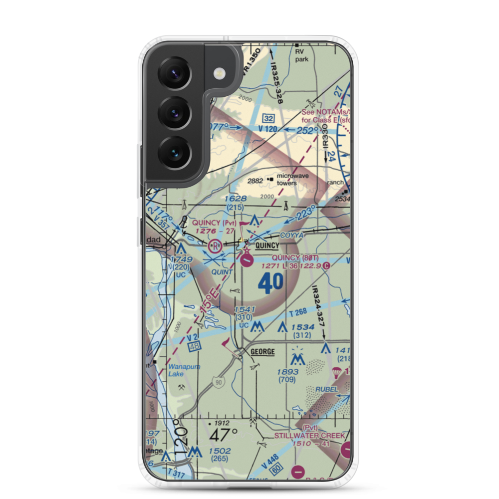 Quincy Municipal Airport (80T) VFR Sectional Samsung Case Samsung Galaxy S22 Plus model shown