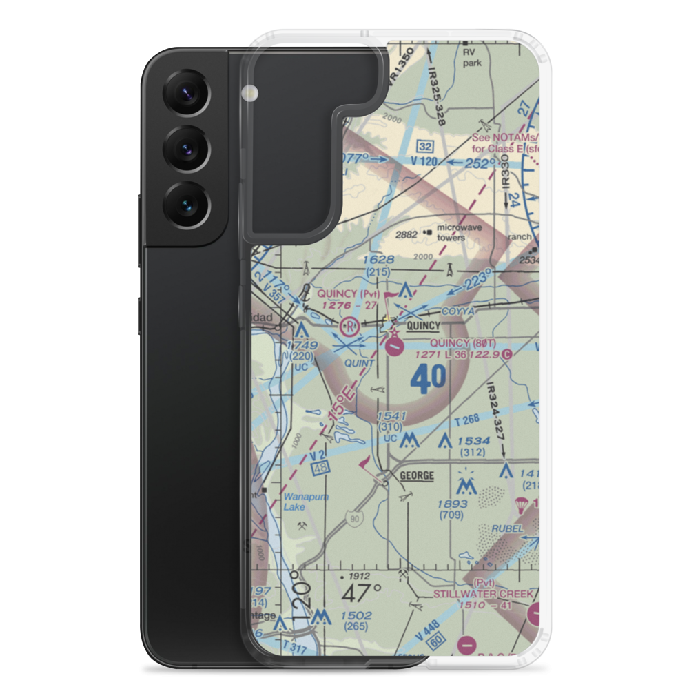 Quincy Municipal Airport (80T) VFR Sectional Samsung Case Samsung Galaxy S22 Plus model shown