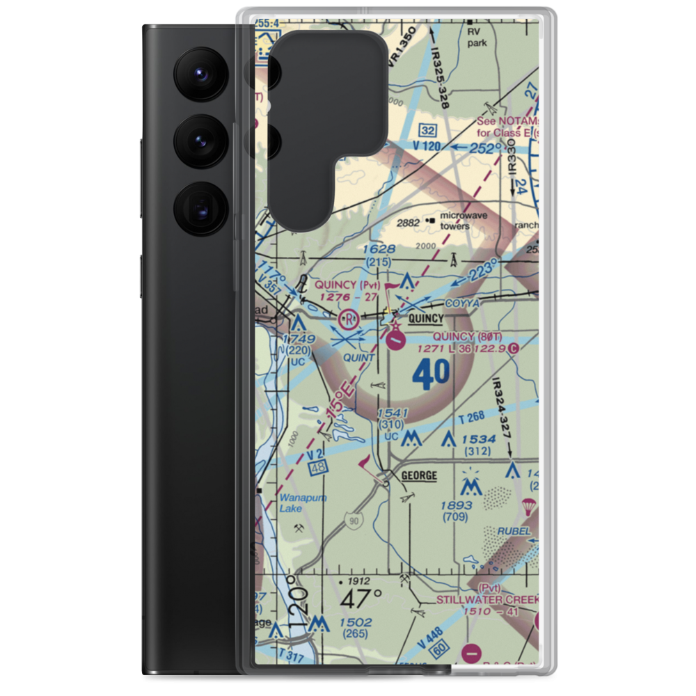 Quincy Municipal Airport (80T) VFR Sectional Samsung Case Samsung Galaxy S22 Ultra model shown