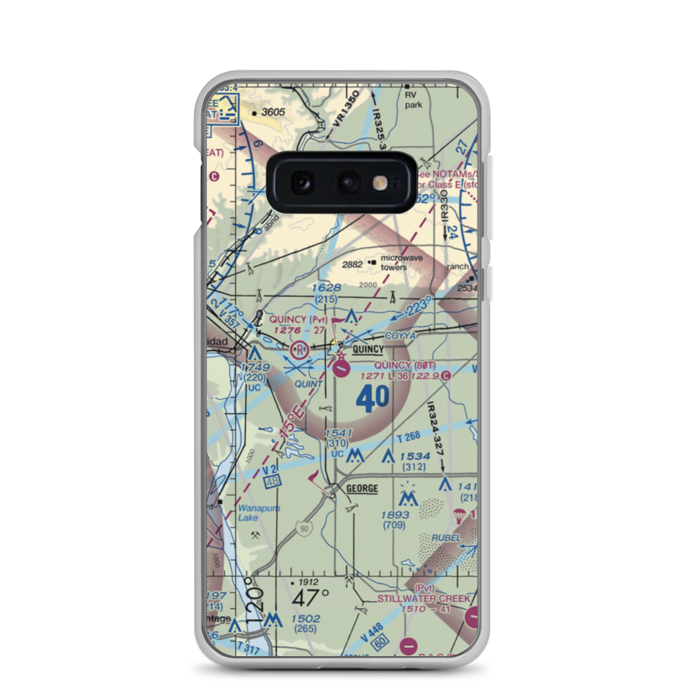 Quincy Municipal Airport (80T) VFR Sectional Samsung Case Samsung Galaxy S10e model shown
