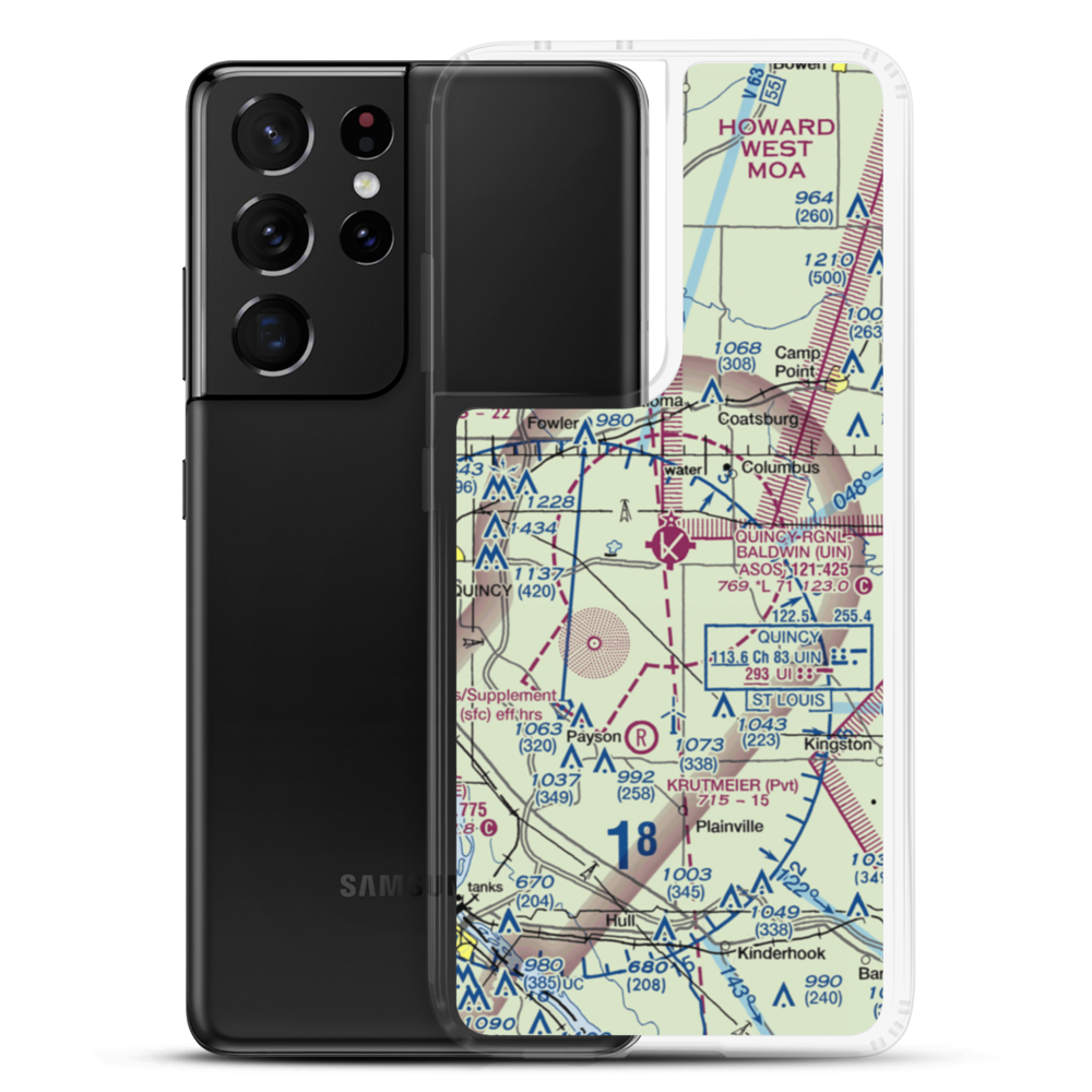 Quincy Regional Baldwin Field (UIN) VFR Sectional Samsung Case Samsung Galaxy S21 Ultra model shown
