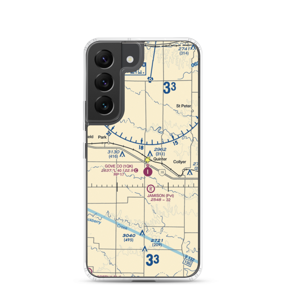 Quinter Air Strip (6KS1) VFR Sectional Samsung Case Samsung Galaxy S22 model shown