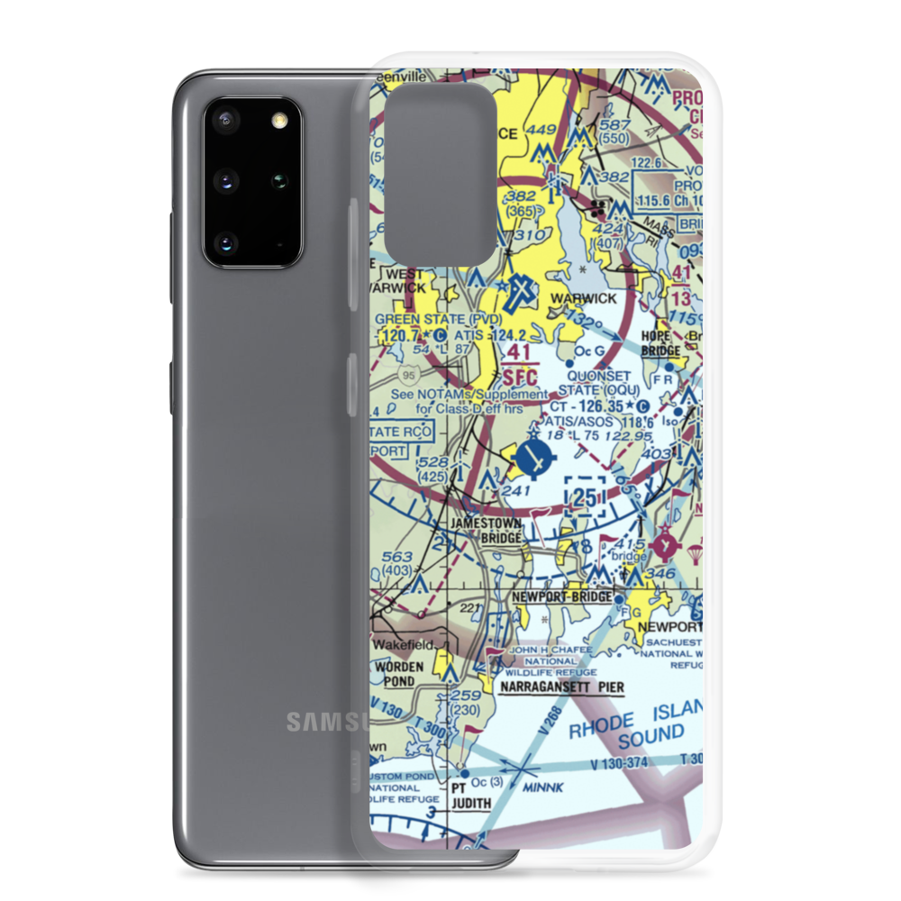 Quonset State Airport (OQU) VFR Sectional Samsung Case Samsung Galaxy S20 Plus model shown