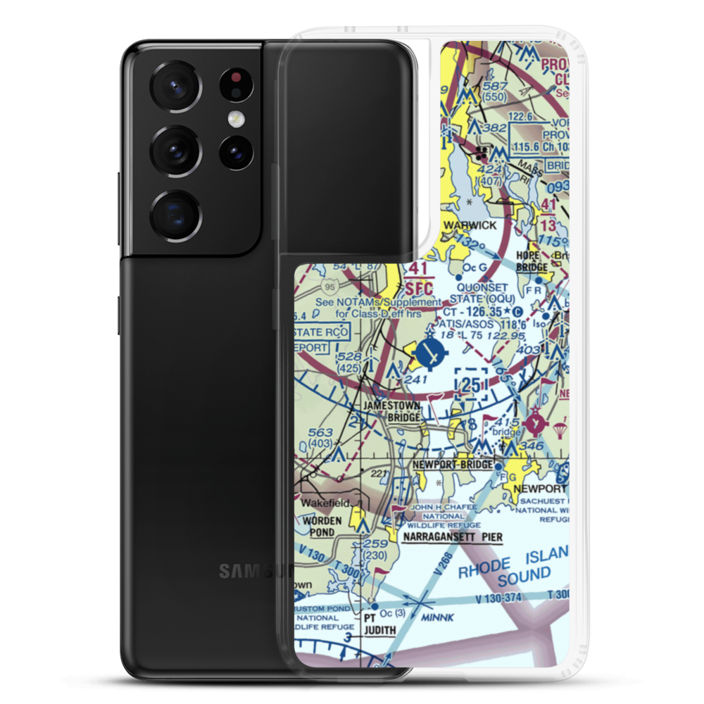 Quonset State Airport (OQU) VFR Sectional Samsung Case Samsung Galaxy S21 Ultra model shown