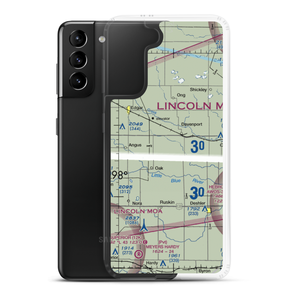 R & R Farms Airport (80NE) VFR Sectional Samsung Case Samsung Galaxy S21 Plus model shown