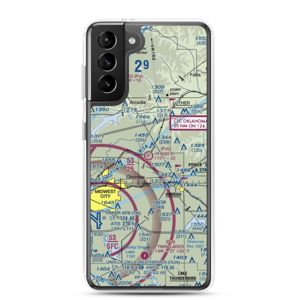 R and R Airport (9OK9) VFR Sectional Samsung Case Samsung Galaxy S21 Plus model shown
