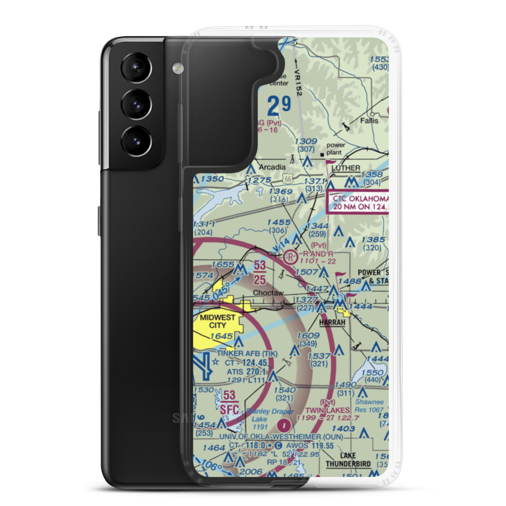 R and R Airport (9OK9) VFR Sectional Samsung Case Samsung Galaxy S21 Plus model shown