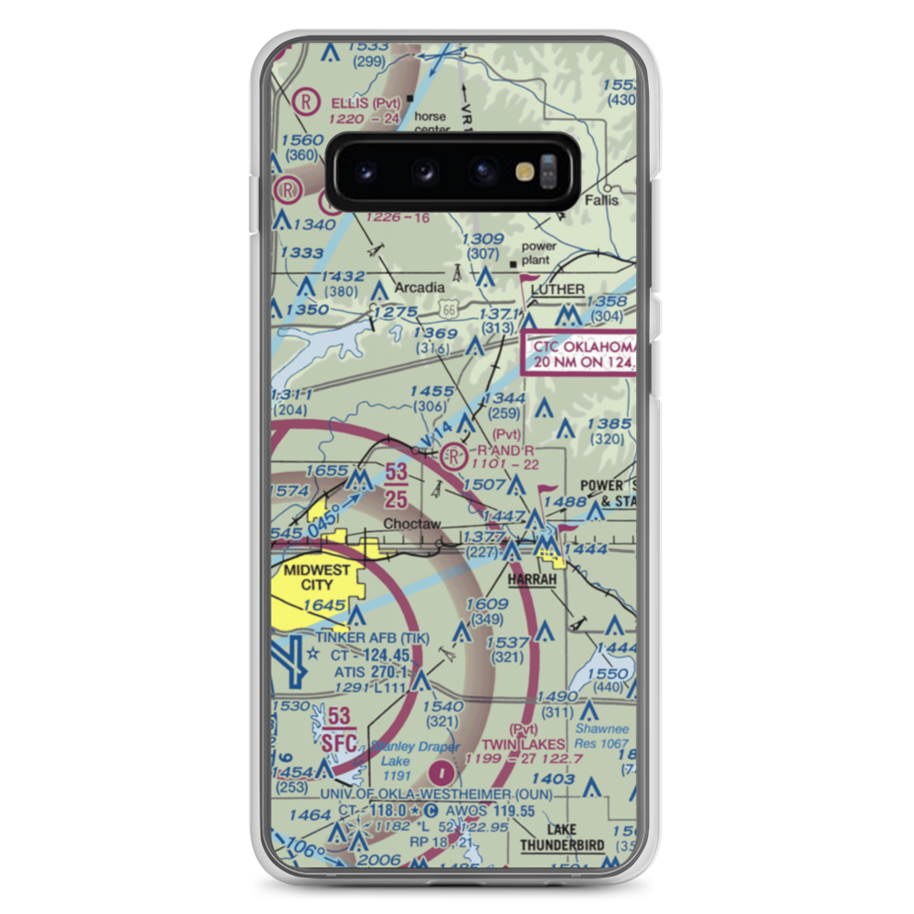 R and R Airport (9OK9) VFR Sectional Samsung Case Samsung Galaxy S10+ model shown