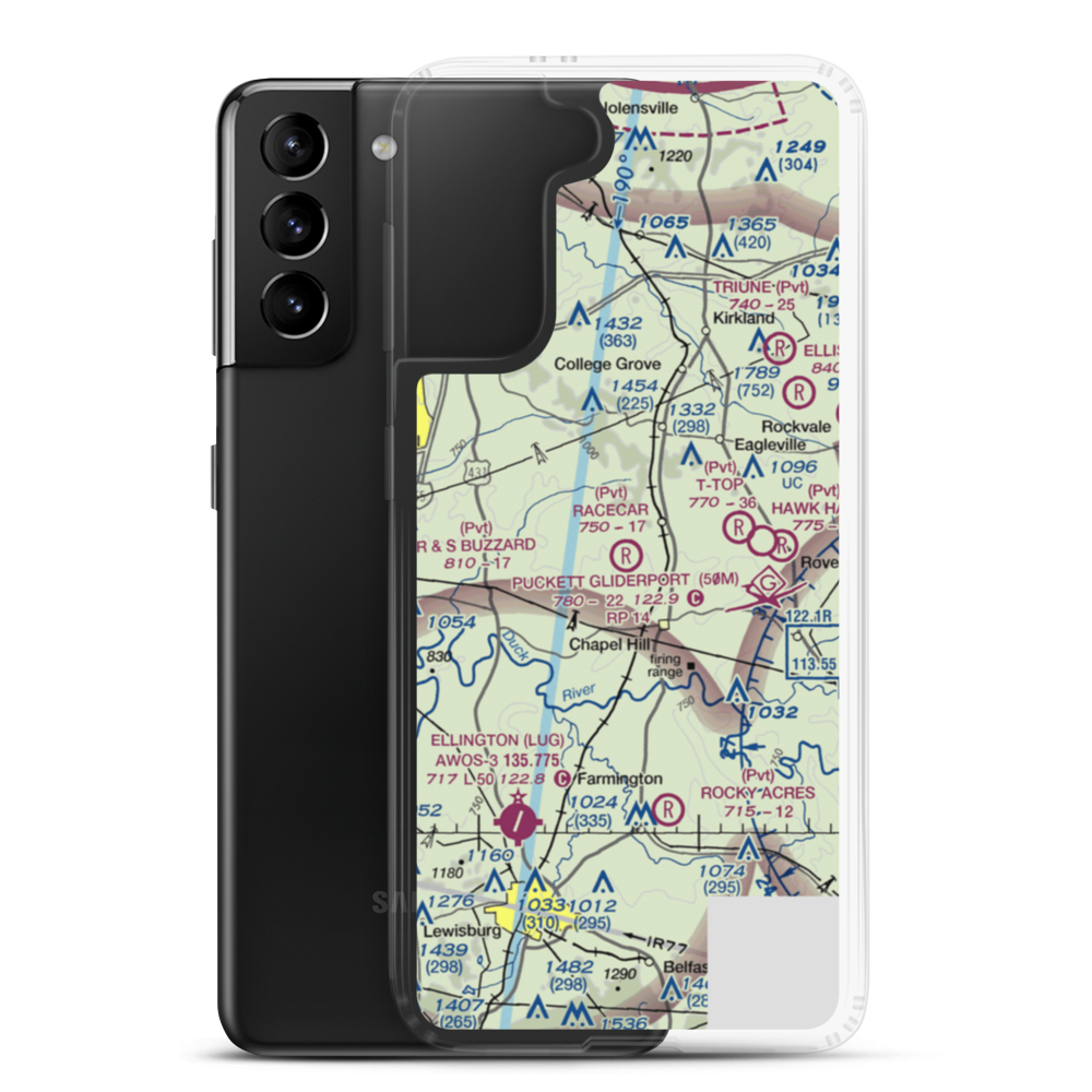 Racecar Airport (TN27) VFR Sectional Samsung Case Samsung Galaxy S21 Plus model shown
