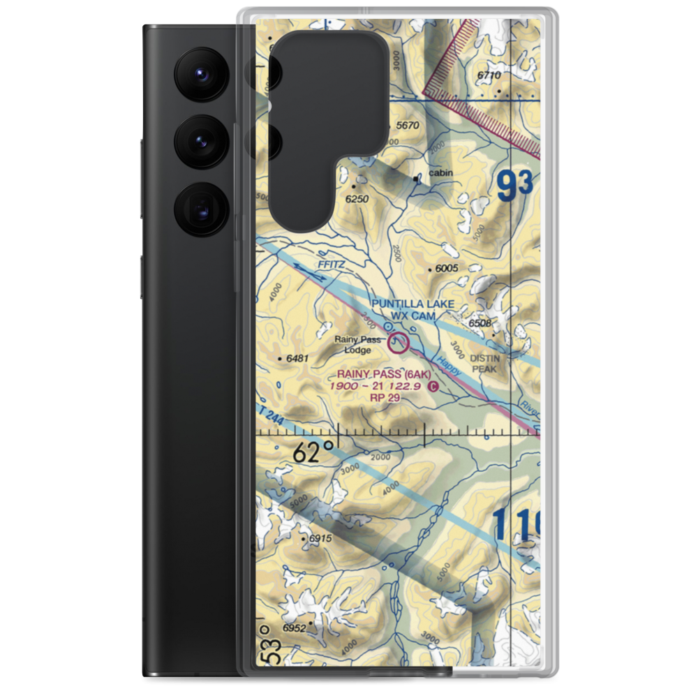 Rainy Pass Lodge Airport (6AK) VFR Sectional Samsung Case Samsung Galaxy S22 Ultra model shown