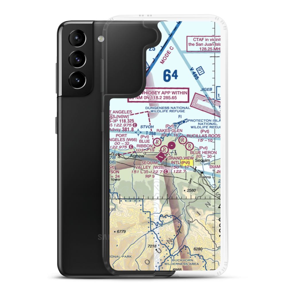 Rake's Glen Airport (WA59) VFR Sectional Samsung Case Samsung Galaxy S21 Plus model shown