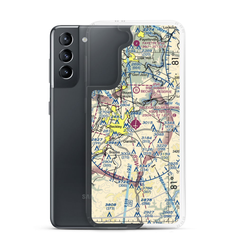 Raleigh County Memorial Airport (BKW) VFR Sectional Samsung Case Samsung Galaxy S21 model shown