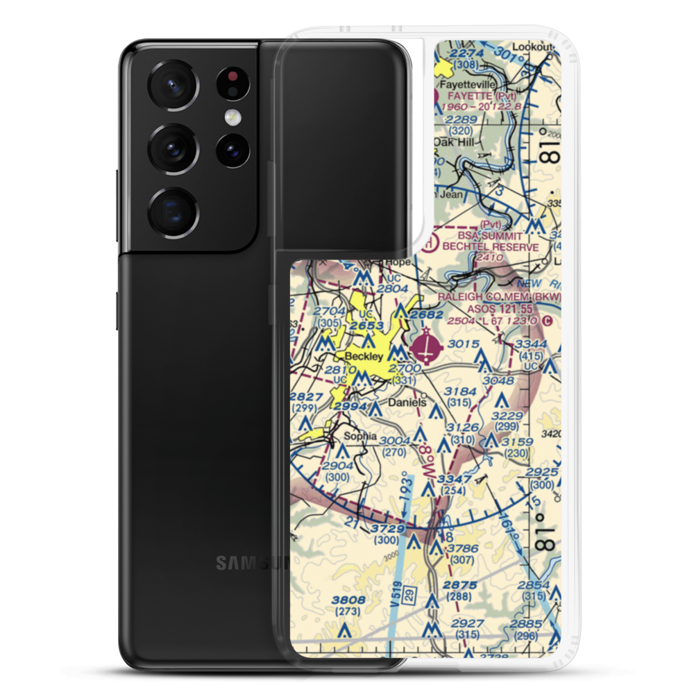Raleigh County Memorial Airport (BKW) VFR Sectional Samsung Case Samsung Galaxy S21 Ultra model shown