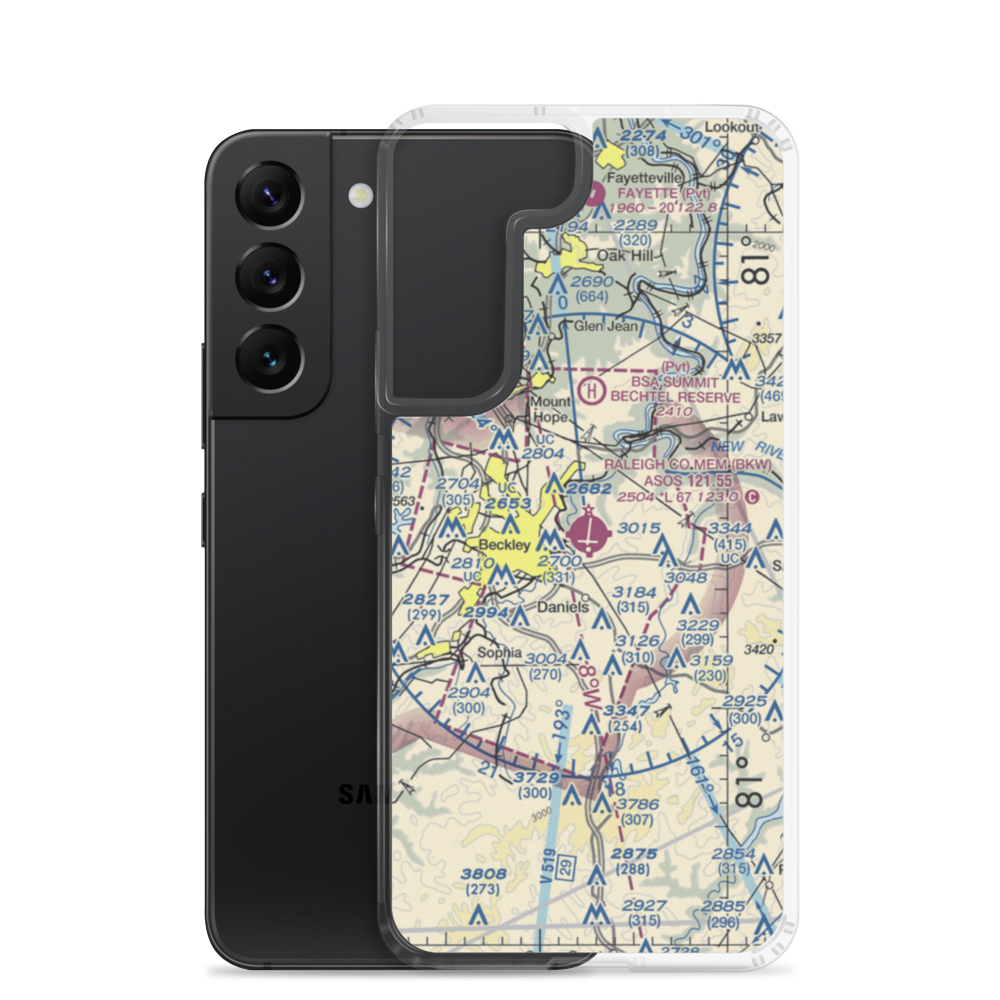 Raleigh County Memorial Airport (BKW) VFR Sectional Samsung Case Samsung Galaxy S22 model shown
