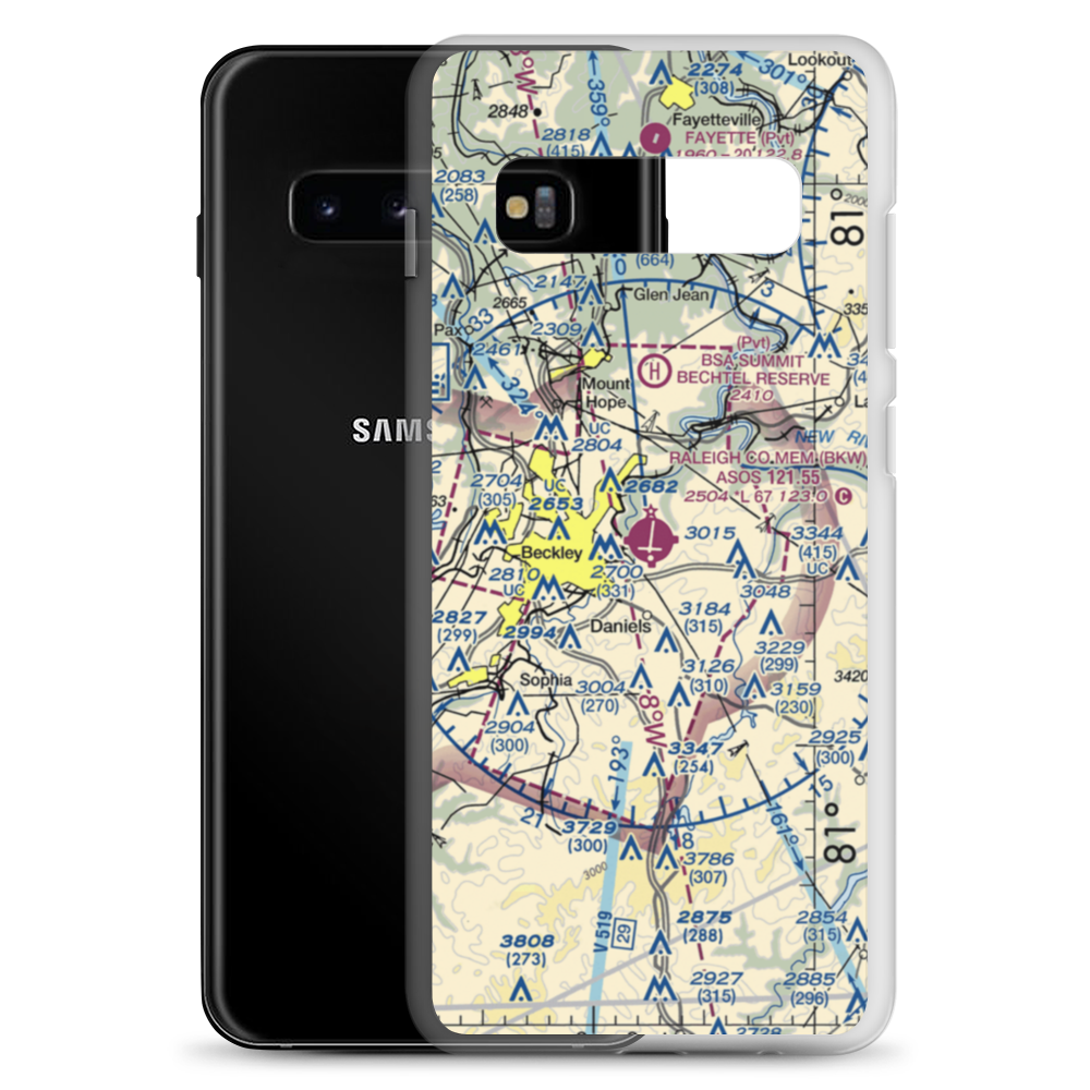Raleigh County Memorial Airport (BKW) VFR Sectional Samsung Case Samsung Galaxy S10+ model shown